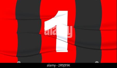 Die Nummer des roten Fußballer auf einem Fußballtrikot. 1 Nummerndruck. Sporttrikot. Sport, olympiade, Euro 2024, Gold Cup, Weltmeisterschaft. Stock Vektor