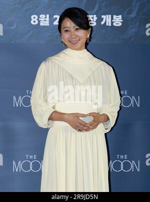 Seoul, Südkorea. 27. Juni 2023. Südkoreanische Schauspielerin Kim Hee-ae, Fotoaufruf für den Film „The Moon“ Pressekonferenz in Seoul, Südkorea am 27. Juni 2023. Der Film wird am 2. August eröffnet. (Foto: Lee Young-ho/Sipa USA) Guthaben: SIPA USA/Alamy Live News Stockfoto