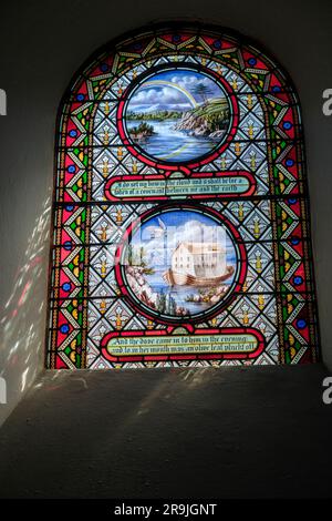 Das Noah's Ark Window, St. Mary's Church, Tissington, Derbyshire, England Stockfoto