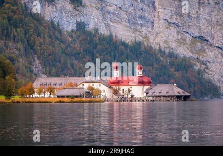 St. Bartholomäus-Kirche, katholische Kirche St. Bartholomew, Königsee, Berchtesgaden, Bayern, Deutschland Stockfoto