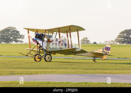 Eine Royal Aircraft Factory BE.2c Nachbildung am Flughafen Sywell Stockfoto