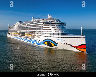 AIDAprima ist ein Kreuzfahrtschiff der Hyperion-Klasse, das von Aida Cruises, einem Teil der Carnival Corporation, betrieben wird. Stockfoto