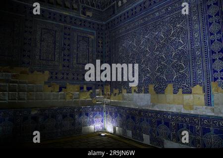 Blick von innen auf den Tash Kauli Palast in Khiva, Usbekistan Stockfoto