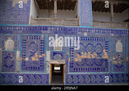 Blick von innen auf den Tash Kauli Palast in Khiva, Usbekistan Stockfoto