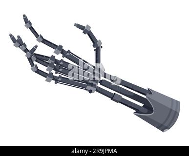 Menschliche Metallhand, Cyborg-Droidenarm, innovative künstliche Technologie. Vektorbehinderte Roboterprothese mechanische futuristische Roboterhand Stock Vektor