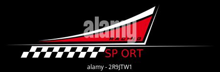 Aufkleber auf dem Aufkleber „Sportwagenrennen“ mit treibendem Fahrzeug. Vector Motorsport Transport Speed Race Typografie Druck, Vinylzeichen auf dem T-Shirt Stock Vektor