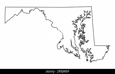 Maryland State Landkarte isoliert auf weißem Hintergrund Stock Vektor