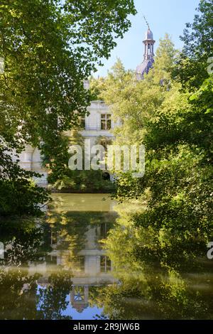 Der Brand hat die Ruine von Château de la Mothe-Chandeniers beschädigt Stockfoto