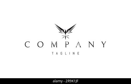 Vector-Logo, auf dem ein abstraktes Bild eines phoenix mit ausgestreckten scharfen Flügeln abgebildet ist. Stock Vektor