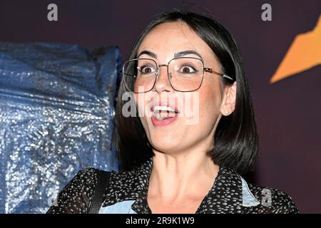 Agathe Auproux nimmt am 26. Juni 2023 im französischen Paris an der Premiere „Indiana Jones and the Dial of Destiny“ im Le Grand Rex Teil. Stockfoto