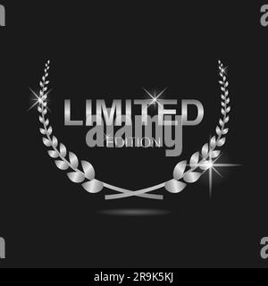 Limitierte Auflage: Vektoretikett für silbernen Lorbeerkranz Stock Vektor