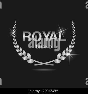 Königliches silbernes Vektoretikett für Lorbeerkranz Stock Vektor