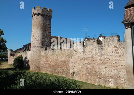 Stadtmauern in obernai im elsass (frankreich) Stockfoto