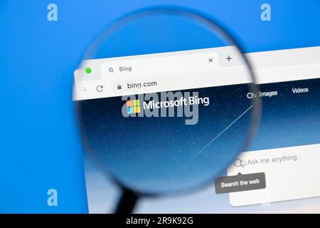 Ostersund, Schweden - 14. Februar 2023: Microsoft Bing Homepage Microsoft Bing ist eine Web-Suchmaschine, die Microsoft gehört und von Microsoft betrieben wird. Stockfoto