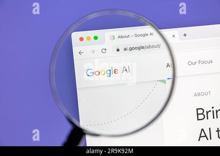 Ostersund, Schweden - 15. Februar 2023: Google AI-Website. Google AI ist ein Bereich von Google, der sich der künstlichen Intelligenz widmet. Stockfoto