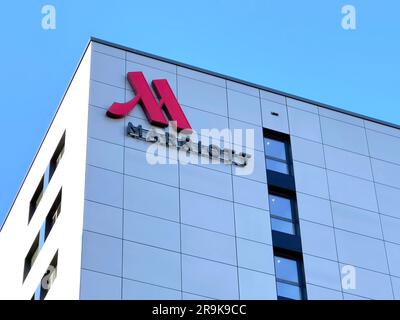 Genf, Schweiz - 15. Januar 2023, Geneva Marriott Hotel. Marriott International, Inc. Ist ein amerikanisches multinationales Unternehmen. Stockfoto