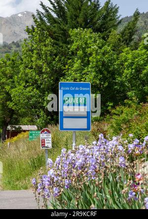 Col du Granon Schild, Hautes-Alpes, Frankreich Stockfoto