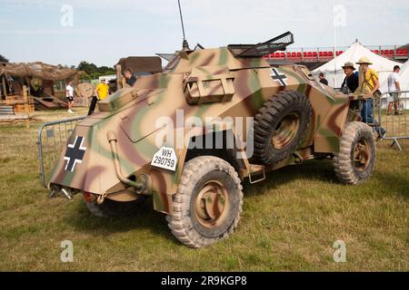 SD.Kfz. 222 Leichter Panzerspähwagen, ein deutsches: Leichtgepanzertes Aufklärungsfahrzeug. Tankfest 23, Bovington UK Stockfoto