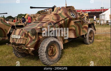 SD.Kfz. 222 Leichter Panzerspähwagen, ein deutsches: Leichtgepanzertes Aufklärungsfahrzeug. Tankfest 23, Bovington UK Stockfoto