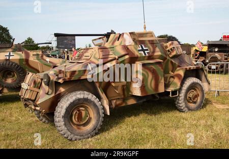 SD.Kfz. 222 Leichter Panzerspähwagen, ein deutsches: Leichtgepanzertes Aufklärungsfahrzeug. Tankfest 23, Bovington UK Stockfoto