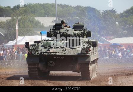 British Army Warrior Infanterie Hilfsfahrzeug, Tankfest 23, Bovington, Großbritannien Stockfoto