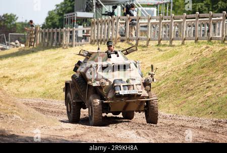 SD.Kfz. 222 Leichter Panzerspähwagen, ein deutsches: Leichtgepanzertes Aufklärungsfahrzeug. Tankfest 23, Bovington UK Stockfoto