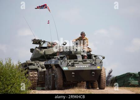 M8 Greyhound American 6x6 Leichtes gepanzertes Auto. Tankfest 23, Bovington, Großbritannien Stockfoto