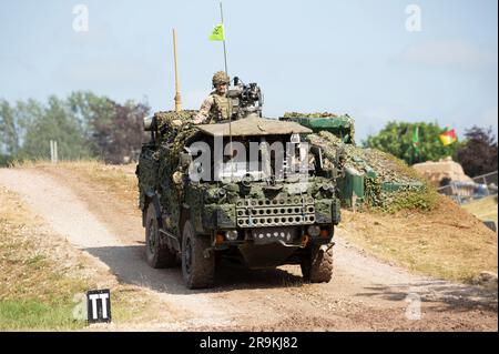 Jackal 2 Aufklärungsfahrzeug. Britische Armee, Tankfeast 23, Bovington UK Stockfoto