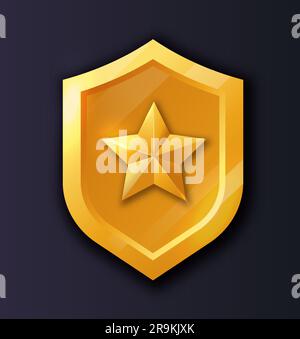 3D Spiel Gold Shield Icon Konzept Stock Vektor