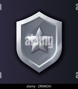 Platinum Shield Icon-Konzept für 3D Spiele Stock Vektor