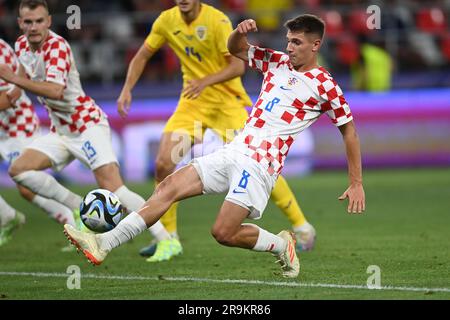 Bukarest, Rumänien. 27. Juni 2023. Jurica Prsir von Kroatien beim UEFA-21 Europameisterschaftsspiel der Gruppe B zwischen Kroatien und Rumänien im Steaua-Stadion in Bukarest, Rumänien, am 27. Juni 2023. Foto: Eduard Vinatoru/PIXSELL Credit: Pixsell/Alamy Live News Stockfoto