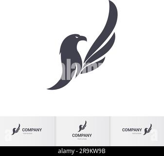 Stilisiertes EAGLE-Symbol für Maskottchen-Logo-Vorlage auf Weiß. „Bird Silhouette“-Logo. Abstrakte minimalistische Illustration Fliegendes Geflügel Stock Vektor