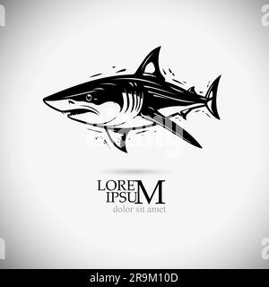 Schwarzweiß-Hai-Objekt. Vektordarstellung Stock Vektor