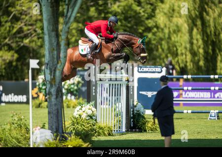 Alberto Sanchez-Cozar vom Team Mexico nimmt am 6. Juni 2023 am FEI Nations Cup in Langley, B.C., Kanada Teil. Stockfoto