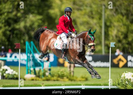 Alberto Sanchez-Cozar vom Team Mexico nimmt am 6. Juni 2023 am FEI Nations Cup in Langley, B.C., Kanada Teil. Stockfoto