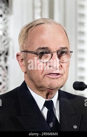 Früher USA Präsident Harry Truman im National Press Club, Washington, D.C., USA, Marion S. Trikosko, USA News & World Report Magazine Fotosammlung, 21. Februar 1958 Stockfoto