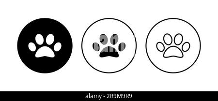 Paw-Symbolgruppe. Pfotendruck-Symbolvektor. Hunde- oder Katzenpfote Stock Vektor