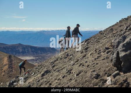 Steiler Aufstieg auf den Vulkan Mount Ngauruhoe Stockfoto