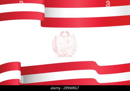 Happy Peru Independence Day Horizontal Banner Vector Illustration. Die Feier am 28. Juli. Moderne wellige Flagge. Emblem mit Kopierbereich. Wappen Stock Vektor