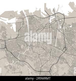 Vektorkarte von Semarang, Indonesien. Abbildung eines Stadtplans. Semarang Karte Kunst. Stock Vektor