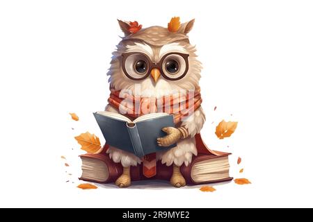 Süße Eule mit Lehrbuch-Konzept Stock Vektor