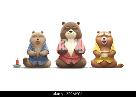 Ein Bär, der Yoga auf weißem Hintergrund macht Stock Vektor