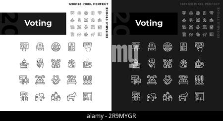 2D bearbeitbare Abstimmungssymbole für den dunklen, hellen Modus Stock Vektor
