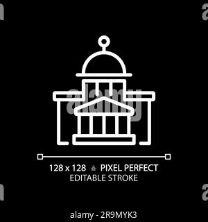 Pixelgenaue weiße Linie Symbol für Regierungsgebäude Stock Vektor