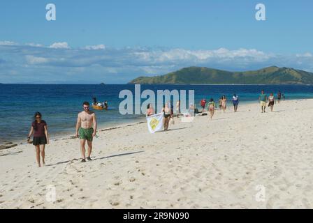 Modriki Island oder Cast Away Island, Drehort von Tom Hank's Film „Cast Away“, Fidschi, Südpazifik. Stockfoto