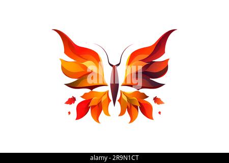 Herbstschmetterling mit flachem Design auf weißem Hintergrund für Ikone Stock Vektor