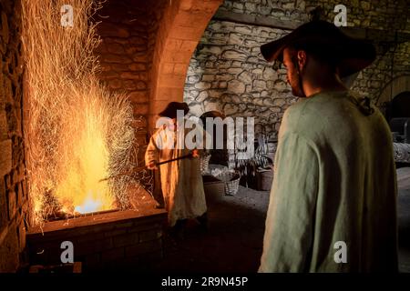 Ferrería de Mirandaola. Alte Gießerei. Parque y Ferrería de Mirandaola. Legazpi, Gipuzkoa, Baskenland, Spanien. Stockfoto