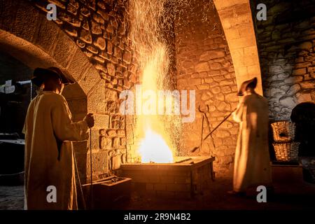 Ferrería de Mirandaola. Alte Gießerei. Parque y Ferrería de Mirandaola. Legazpi, Gipuzkoa, Baskenland, Spanien. Stockfoto