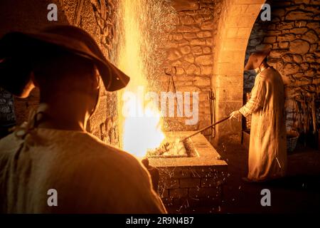 Ferrería de Mirandaola. Alte Gießerei. Parque y Ferrería de Mirandaola. Legazpi, Gipuzkoa, Baskenland, Spanien. Stockfoto