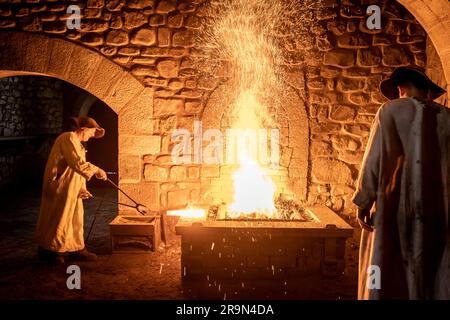 Ferrería de Mirandaola. Alte Gießerei. Parque y Ferrería de Mirandaola. Legazpi, Gipuzkoa, Baskenland, Spanien. Stockfoto